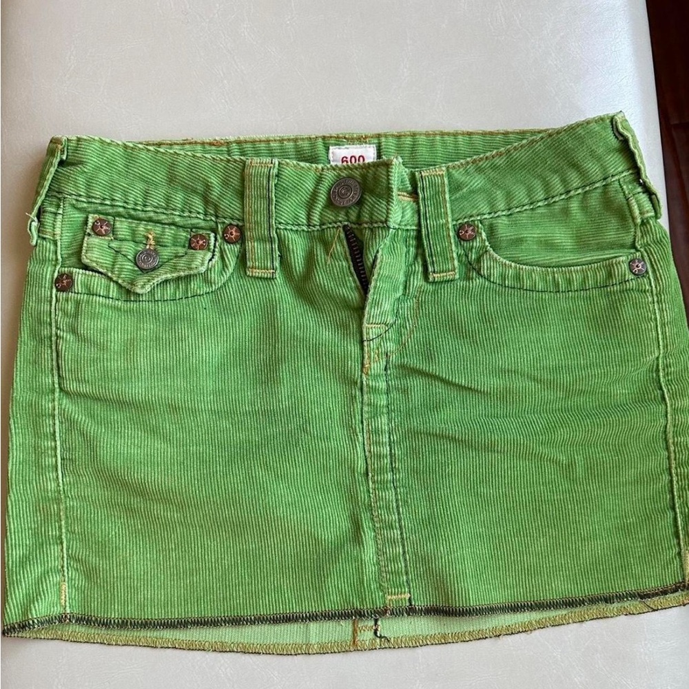 True Religion Green Corduroy Mini Skirt